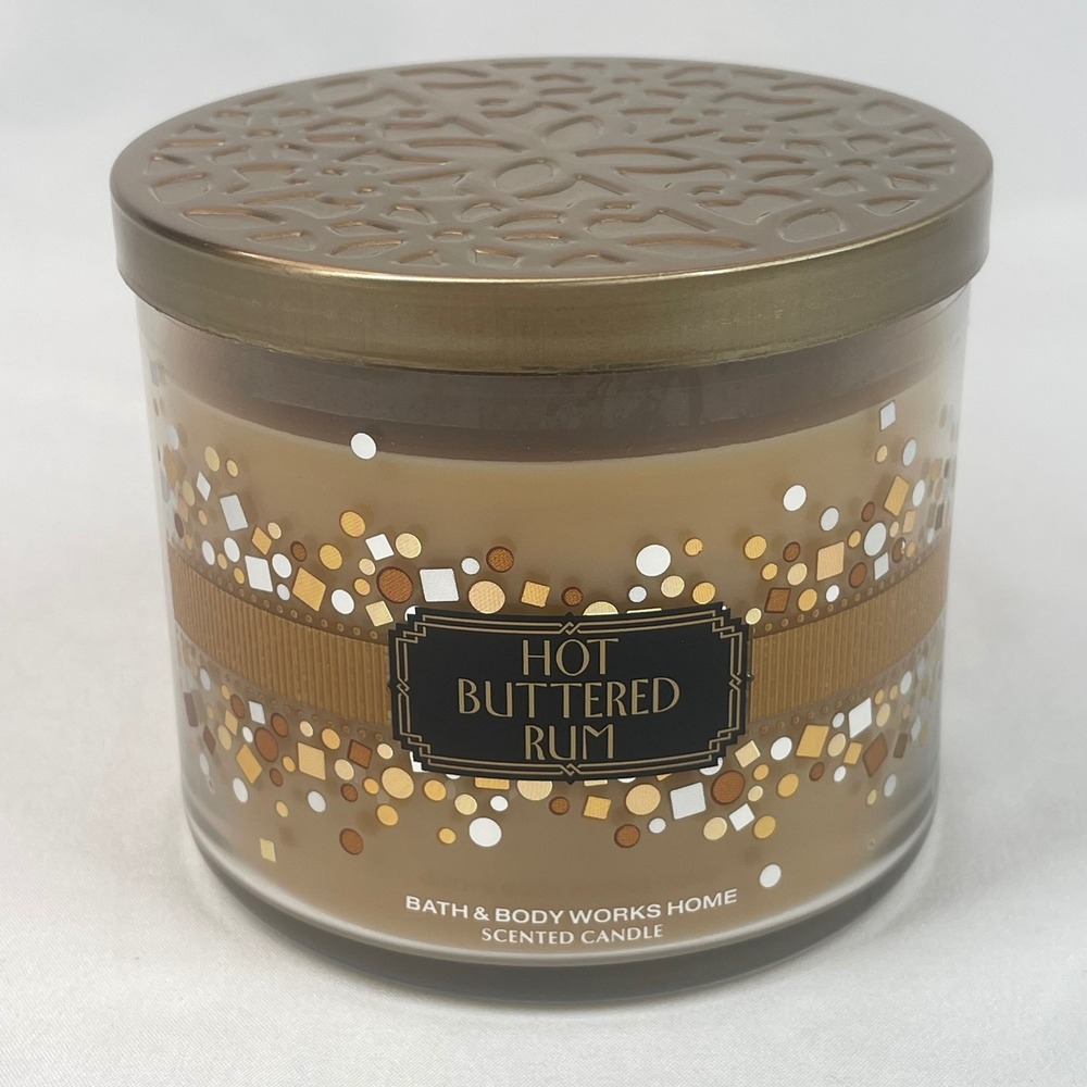 Bath & Body Works Hot Buttered Rum 3-Wick Scented Candle 14.5 oz New Unburned